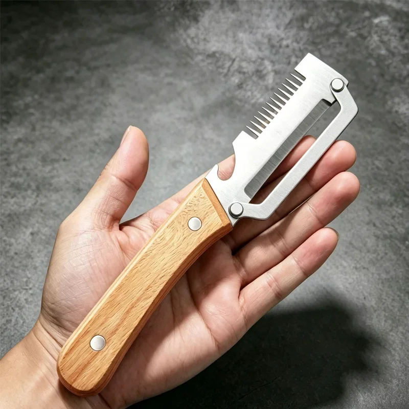 Stainless Steel Vegetable Peeler with Wooden Handle for Peeling Slicing Fruits Vegetables