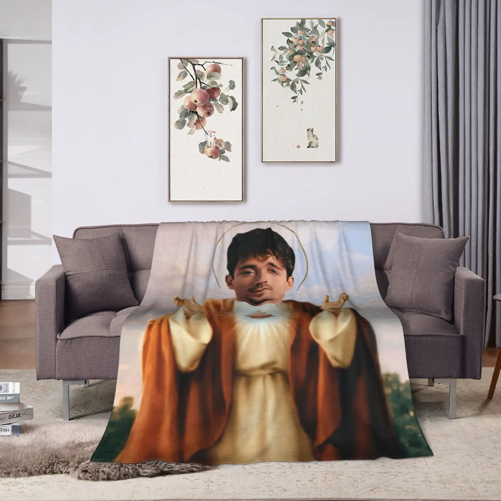 C-Charles L-Leclerc Saint Plush Blanket Kids  Flannel Throw Blanket For Couch Chair Sofa Bed Super Soft Quality Bedspread Gift