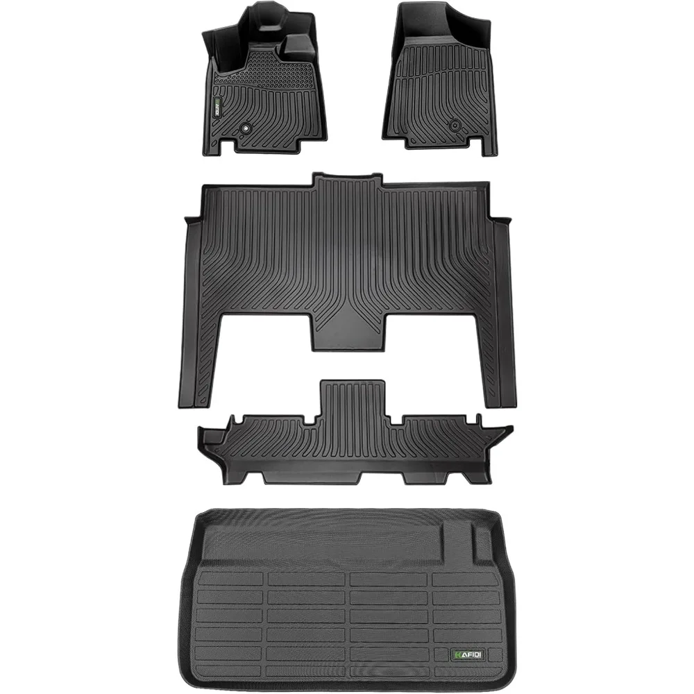 US Floor Mats Cargo Liner Set Fit for 2011-2021 Dodge Grand Caravan 7 Seat All Weather Protection TPE Anti-Slip Automotiv