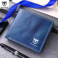 BULLCAPTAN Genuine Leather Men's Wallet RFID Function Fashion Men's Card Clip Wallet Latest Gift Box Men's Business Wallet QB032