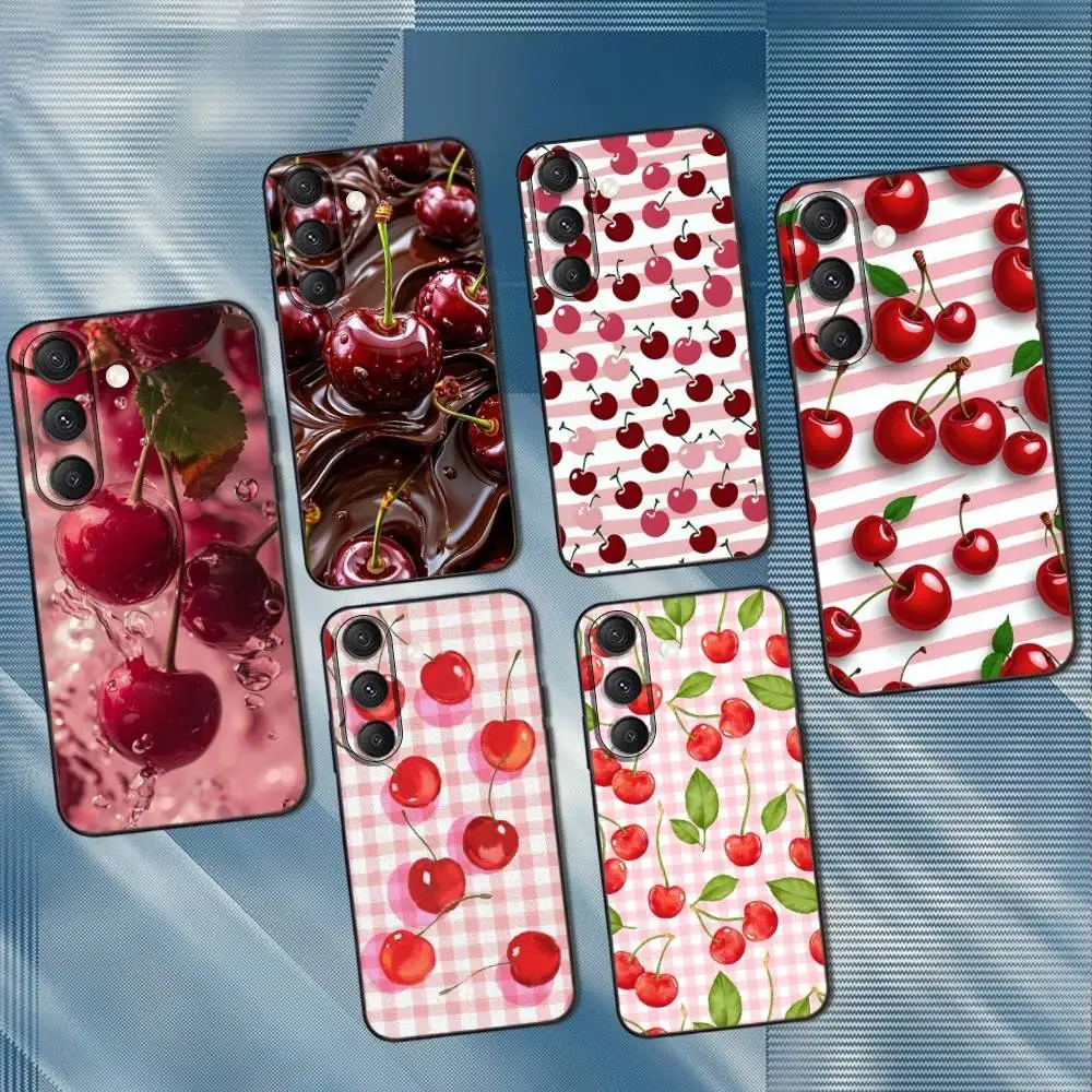

Fruit Cherry Painting Phone Case For Samsung S25,S24,S23,S22,S21,S20,S10,Ultra,Plus,Lite,FE,Soft Silicone Black Cover