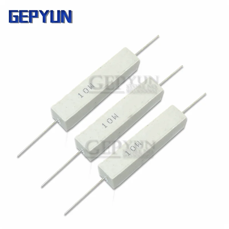 

10pcs 10W Cement resistance resistor 1 2 5 8 10 15 20 25 100 ohm 1R 2R 5R 8R 10R 15R 20R 25R 100R 1k 2k 10k Gepyun