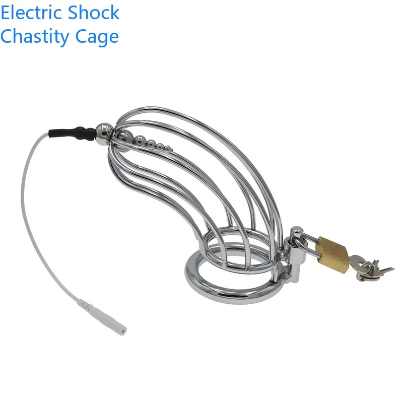 Medical Themed Toys Chastity Cock Cage Stimulator Sex Toy For Male Electric Shock Scrotum Sleeve Electro Shock Penis Ring