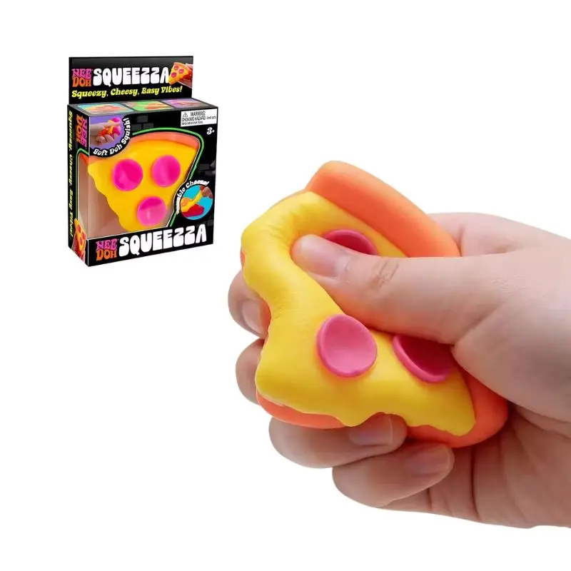 Cubo Sensorial Antiestrés Needoh Pizza, Juguete para Aliviar el Estrés y la Ansiedad, Objeto para Apretar para Mejorar la Concentración en Personas con TDAH