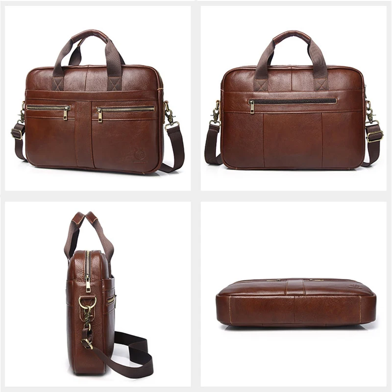 Borsa per valigette in vera pelle retrò per uomo Borsa per computer da ufficio da 15,6 pollici Borse vintage Valigetta per laptop