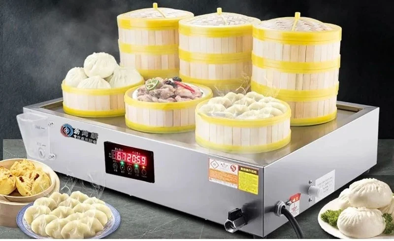 Commercial 220V Dumpling Steamer Machine Electric Gas Heating Rice Steamer Electric Food Steamers Multifunctional and Convenient