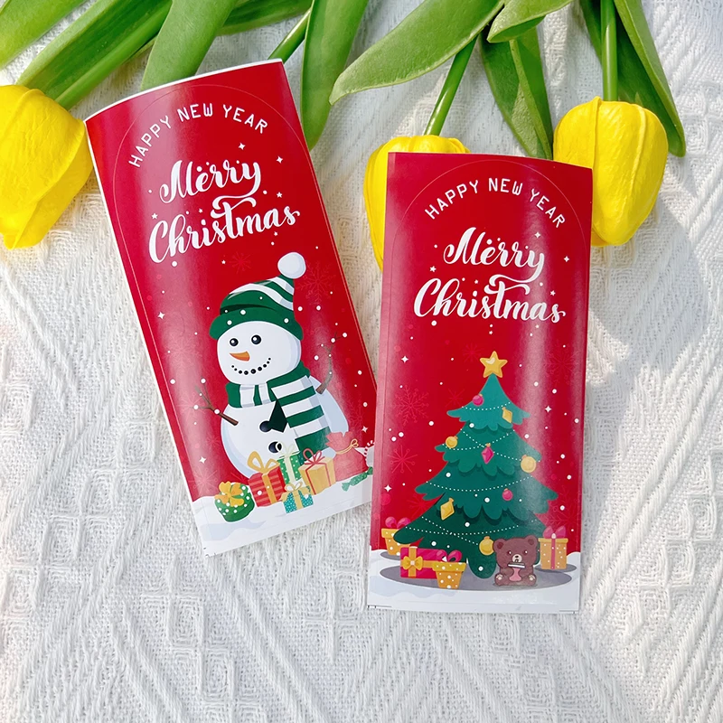 50Pcs Cute Creative Merry Christmas Stickers Christmas Gift Decorative Sealing Stickers Packaging Box Label Christmas Tag