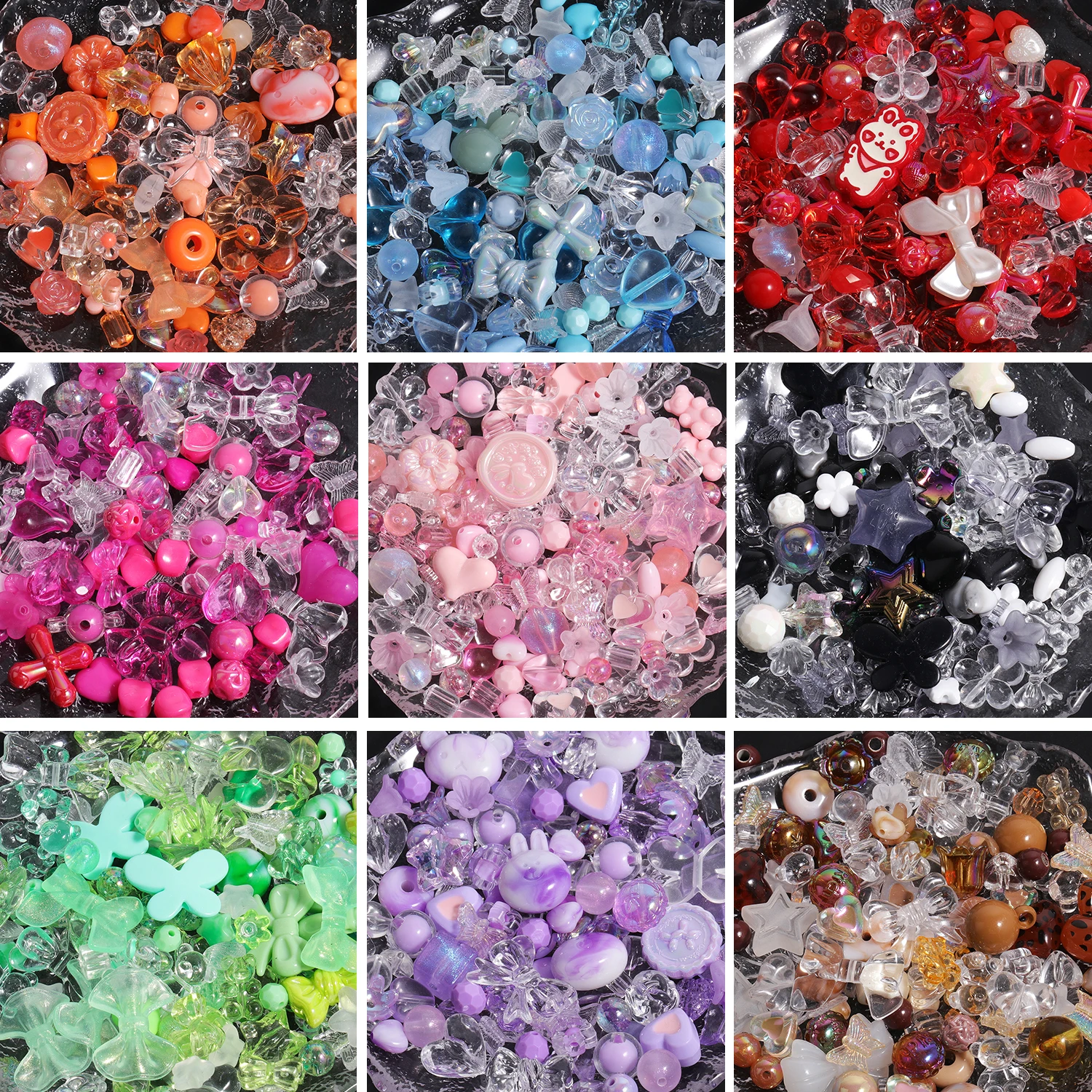 30 gr/los Polychrome Acryl Perlen Stern Herz Schmetterling Gemischt Y2K Lose Spacer Perlen für Schmuck Machen DIY Armbänder Halskette