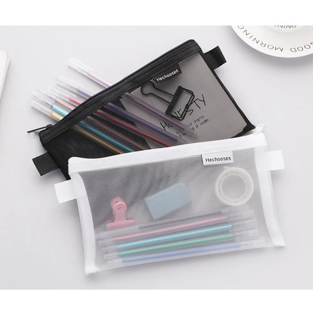 K-MIME Simple Transparent Mesh Pencil Bag for School Student