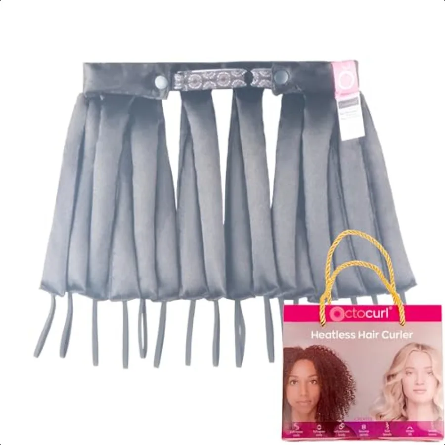 

Октактурные атласные бигуди для волос Heatl Curls, ночная повязка на голову, бигуди для коротких волос, атласные черные