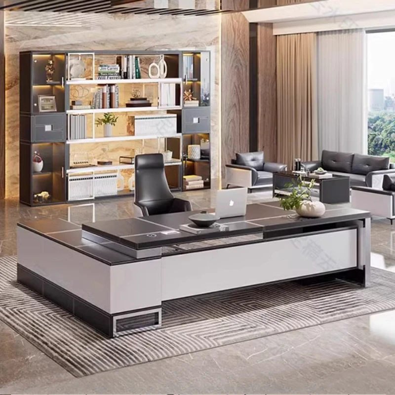 L Shaped Executive Desk Chair Designer Asthetic Conference Office Table Study Writing Manager Mesa Para Computador Home Office