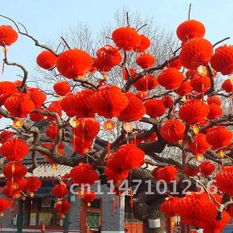 10 Rode Chinese Stijl Waterdichte Honingraat Papier Lantaarns Voor Festival Benodigdheden Feest En Bruiloft Decoratie Nieuwjaar Hanger