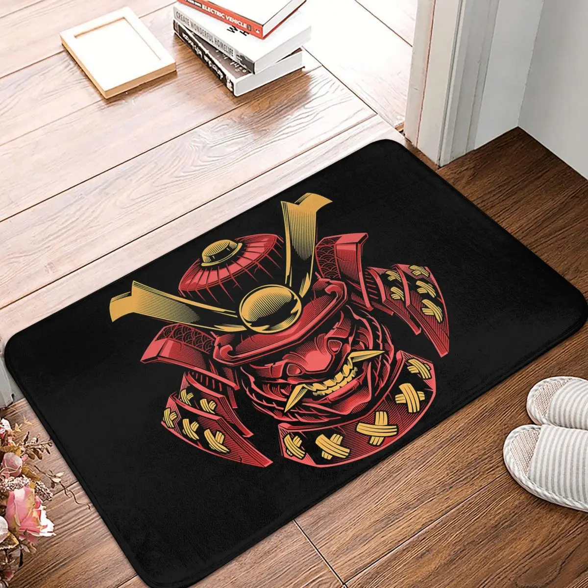 Samurai Helmet Manga Art Doormat Rug carpet Mat Footpad Bath mat Non-slip toilet Balcony Parlor durable Washable