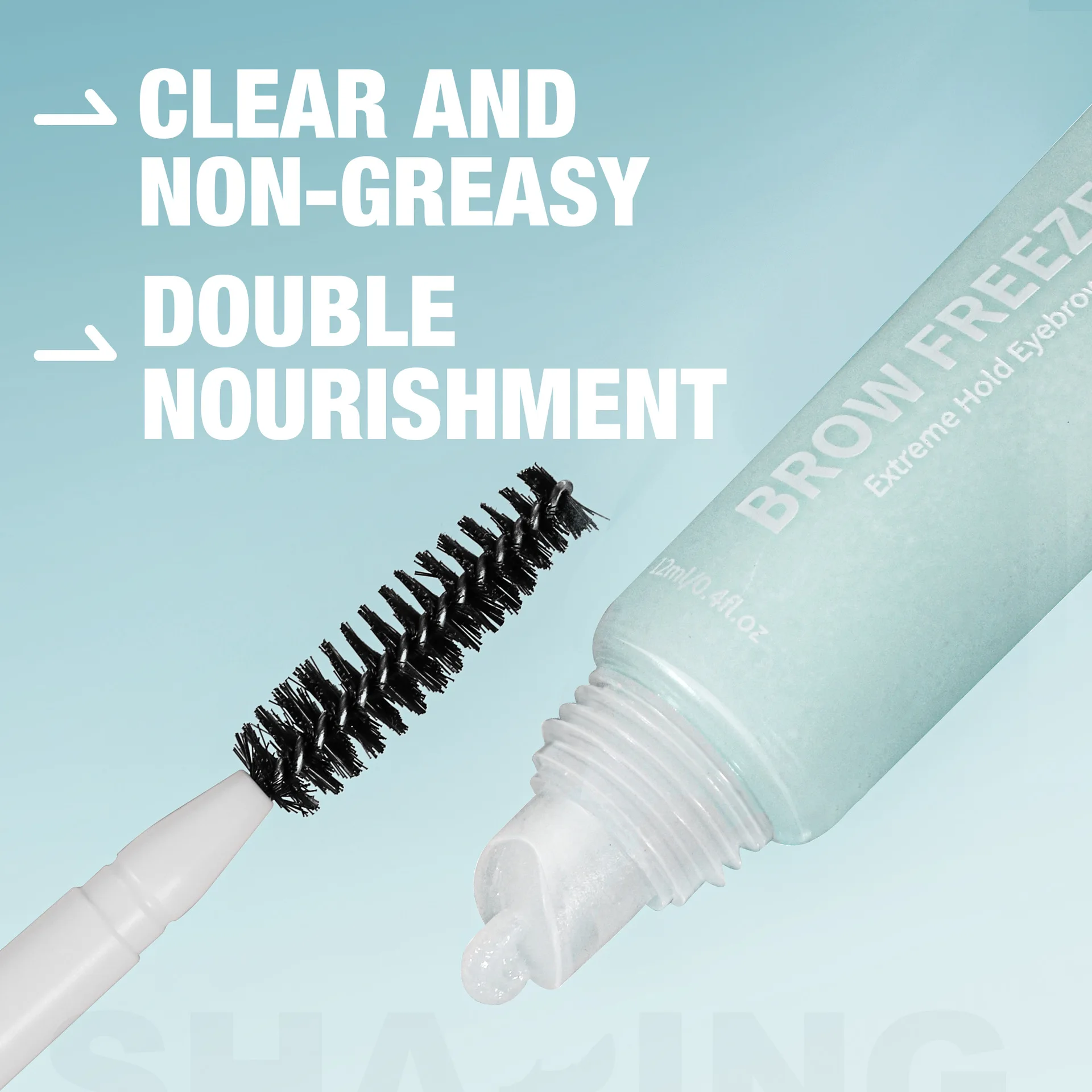 ブラシ付きアイブロウジェル、長持ちするウォータープルーフ、強力、速乾性、塗りやすいビタミンEアイブロウジェル