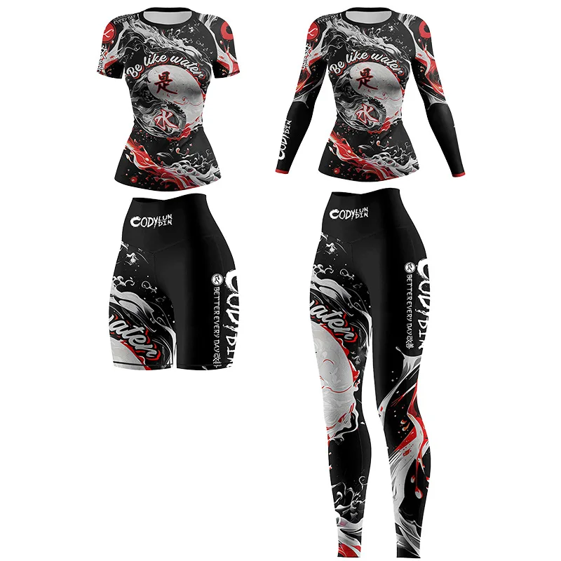 Women's Sportswear Yoga Gym Clothing Compression Sport Suit MMA Muay Thai Rashguard Training Running Fitness Workout Tracksuit