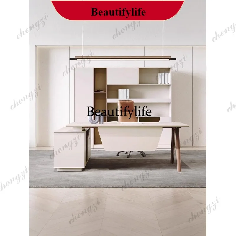 E153 New Chinese-style boss table, general manager single large desk, simple office combination, office leadership table