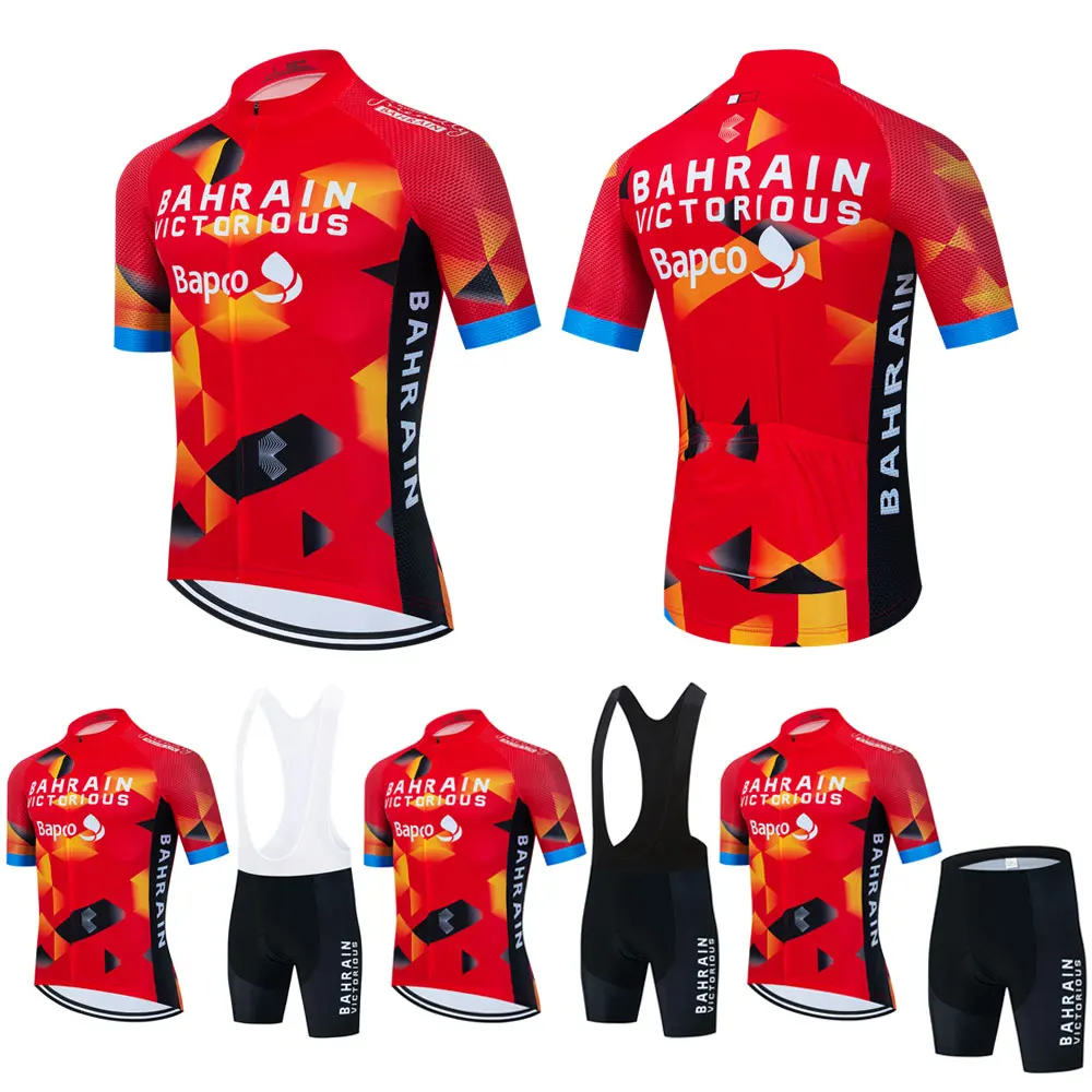 2023 Bahrain Team Cycling Clothing Man\'s Summer MTB Bike Suit Short Sleeve Bike Clothes Ropa Ciclismo Hombre Cycling Jersey Sets