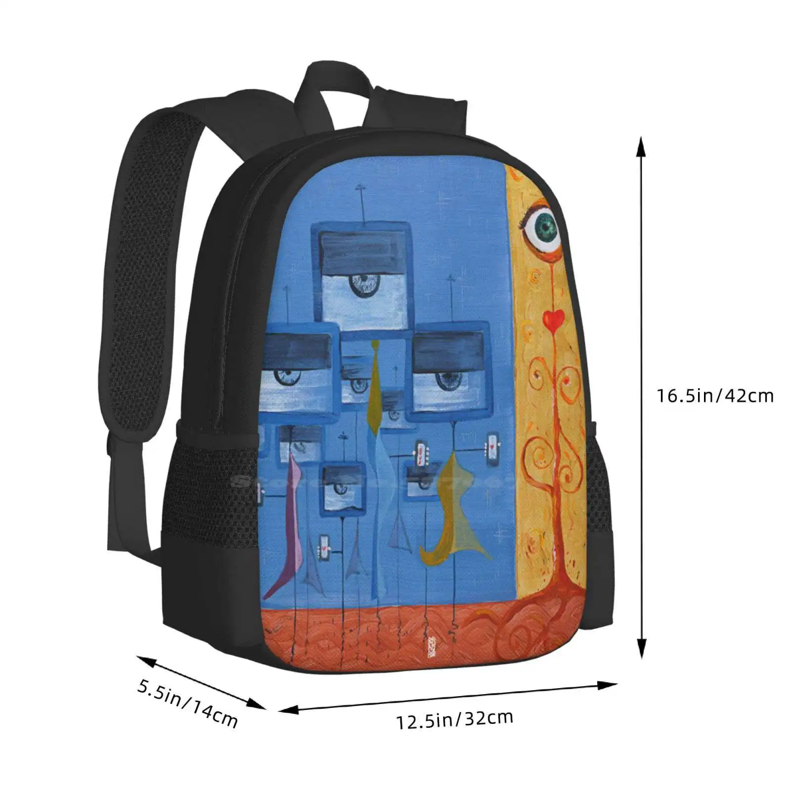 Mochilas de hipnosis para adolescentes y niñas, bolsos de viaje para la escuela, árbol de hipnosis convencional, rechazo de raíces, Rage cuadrado