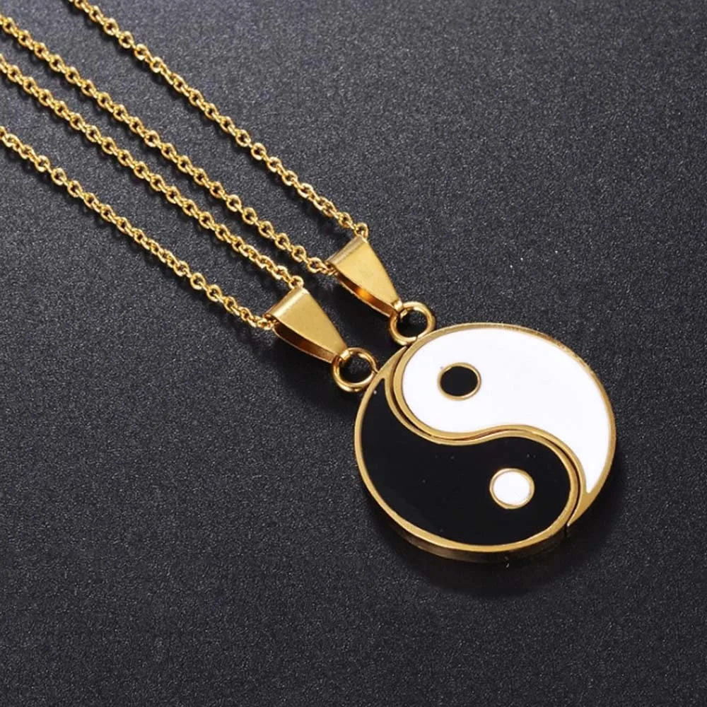 Vintage New Yin Yang Silver Mystical Women Clavicle Chain Necklaces Pendant Jewelry