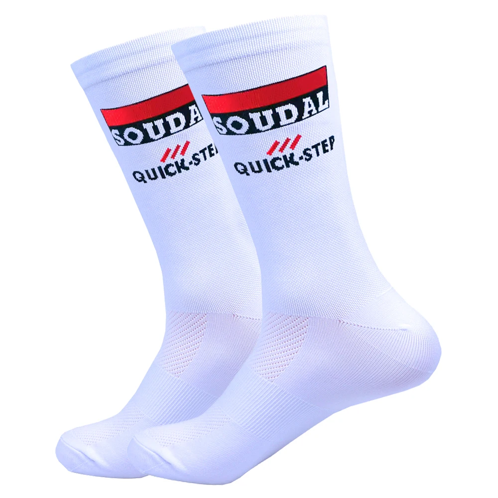 Weiße UAE-Radsocken, rot, TEAM, leichtes, großes Mesh-Design, MTB-Fahrradsocke, Unisex, für Erwachsene, Kompressionssocken, rutschfeste Laufsocken
