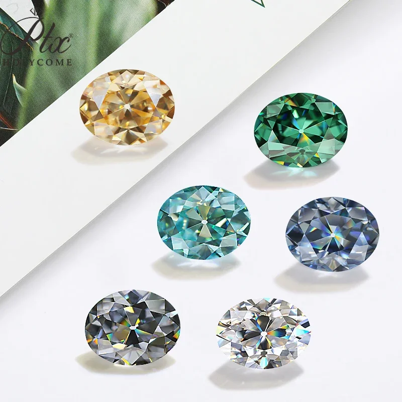 PTX All Color 4x6-8x12mm European Cut Oval Cut VVS1 Loose Moissanite Diamond Test Positive GRA Charms for Jewelry Making Diy