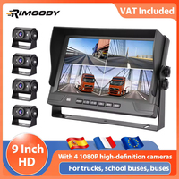 Rimoody 9'' 4 Split Screen Car Monitor IPS Screen IP66 Waterproof Night Vision Video Recording 12V 1080P Car DVR Drive Recorder