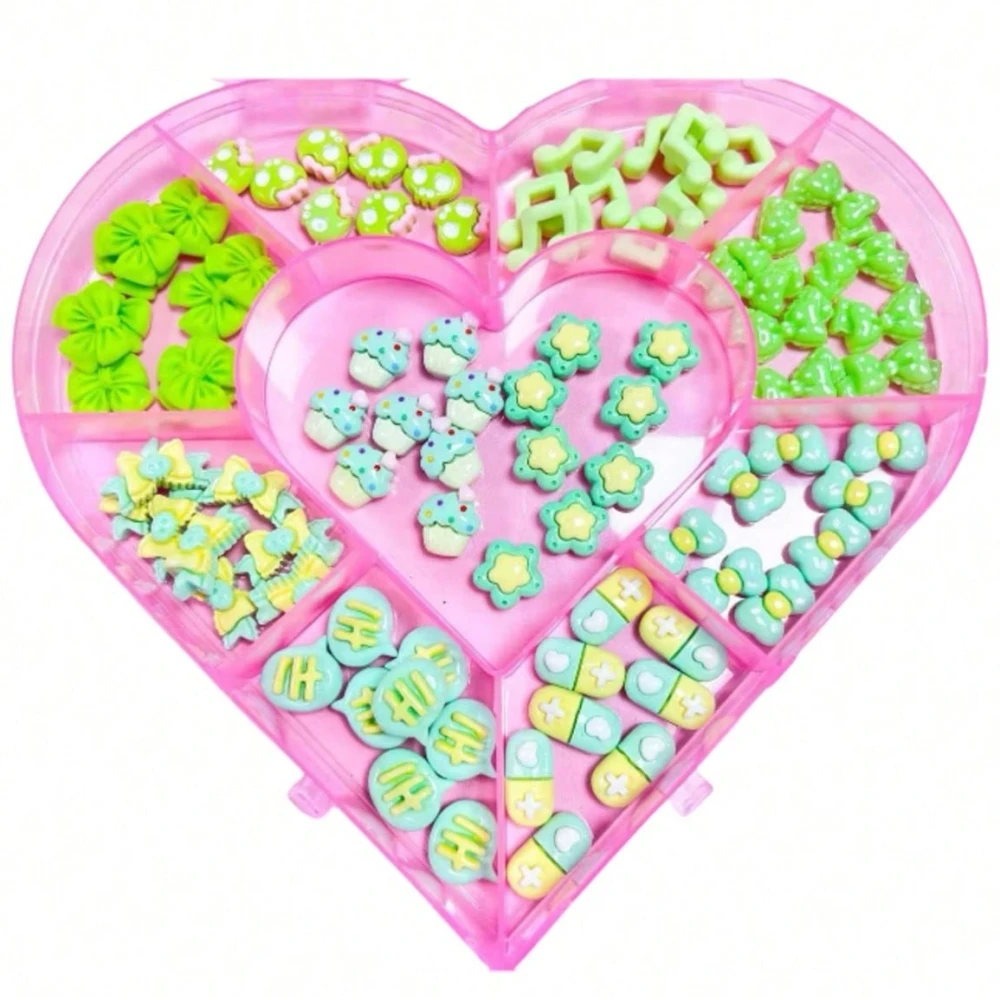 Cartoon Y2K I Love You Heart Stone Bowtie Musical Note Hi Dialog Box Nail Art Charms Decor Junk Phone Case Crafts Accessories