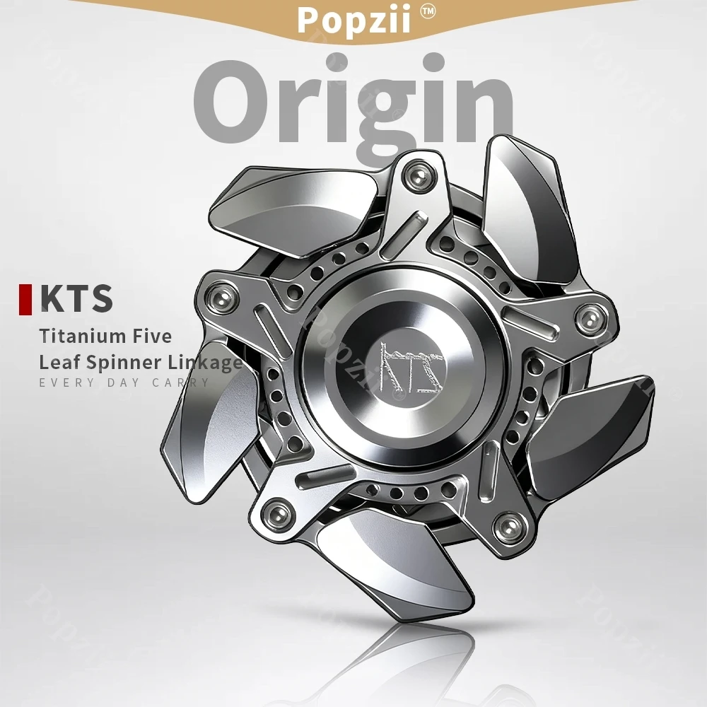 ของเล่นฟิดเจ็ตสปินเนอร์ KTS Origin Titanium Five Leaf Spinner แบบแม่เหล็กเปิดได้ ของเล่นฟิดเจ็ตสปินเนอร์ ไจโรปลายนิ้ว แกดเจ็ตสุดเท่ ของเล่นคลายเครียด
