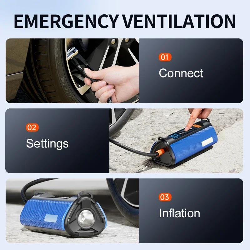 Portable Inflatable Pump Car Air Compressor Electric Tyre Inflator Pump With LED Lamp,For Motorcycle Bicycle Tire