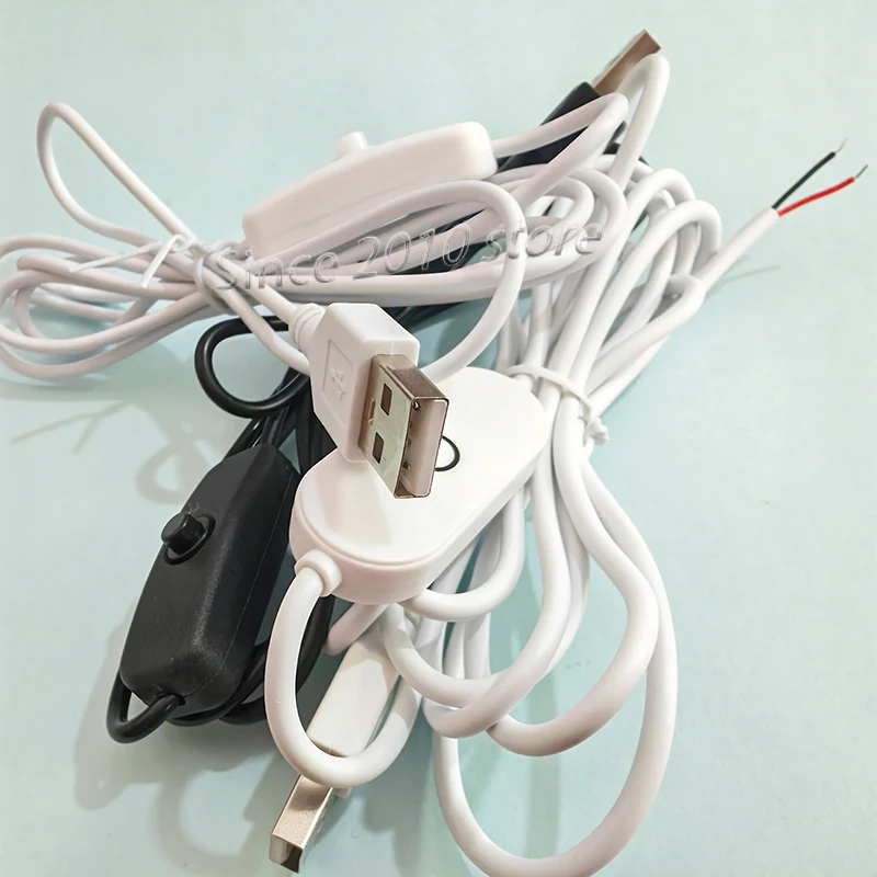 USB Monochrome Touch/501-Tasten-Anschluss Verlängerungskabel 2-poliges Stromkabel Ein/Aus Elektrische 5V-Leitung Schwarz/Weiß LED-Beleuchtung DIY – Detail 5