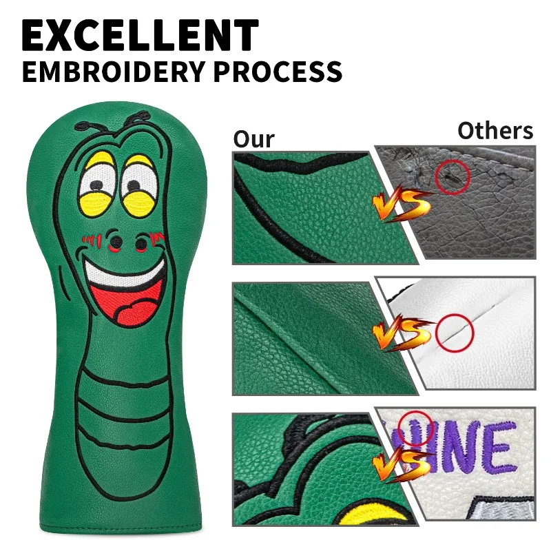 1 قطعة/3 قطعة غطاء حماية لنادي الجولف على شكل كاتربيلر، مادة البولي يوريثان، عصرية ومتينة، إكسسوارات الجولف