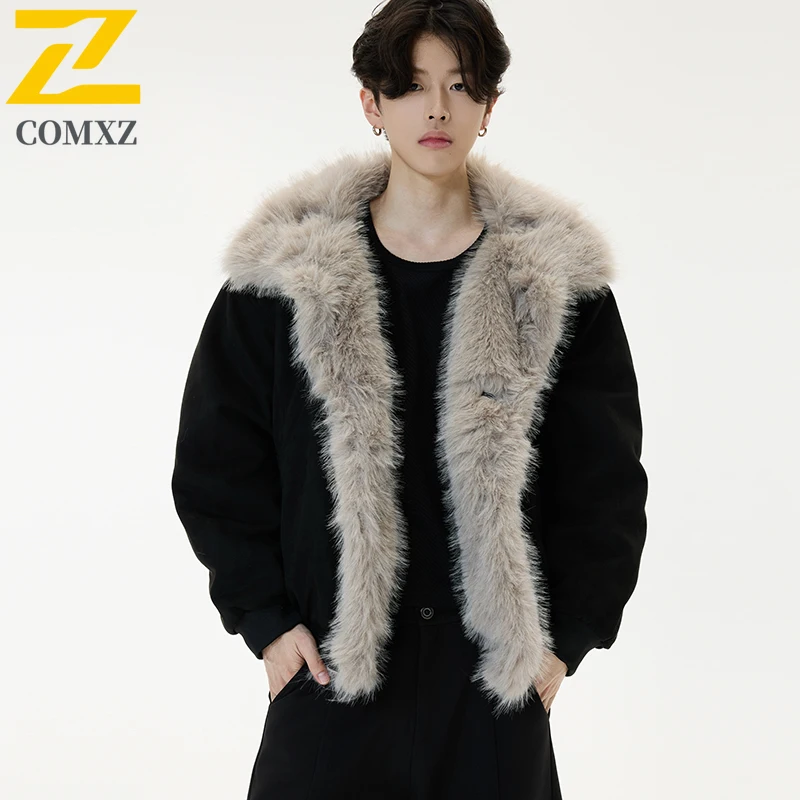 

Cotton Jacket Men 2025 New Winter Travel Fleece Premium Fur Collar Thickened Coat Streetwear Cold Proof Warm Padded Jackets