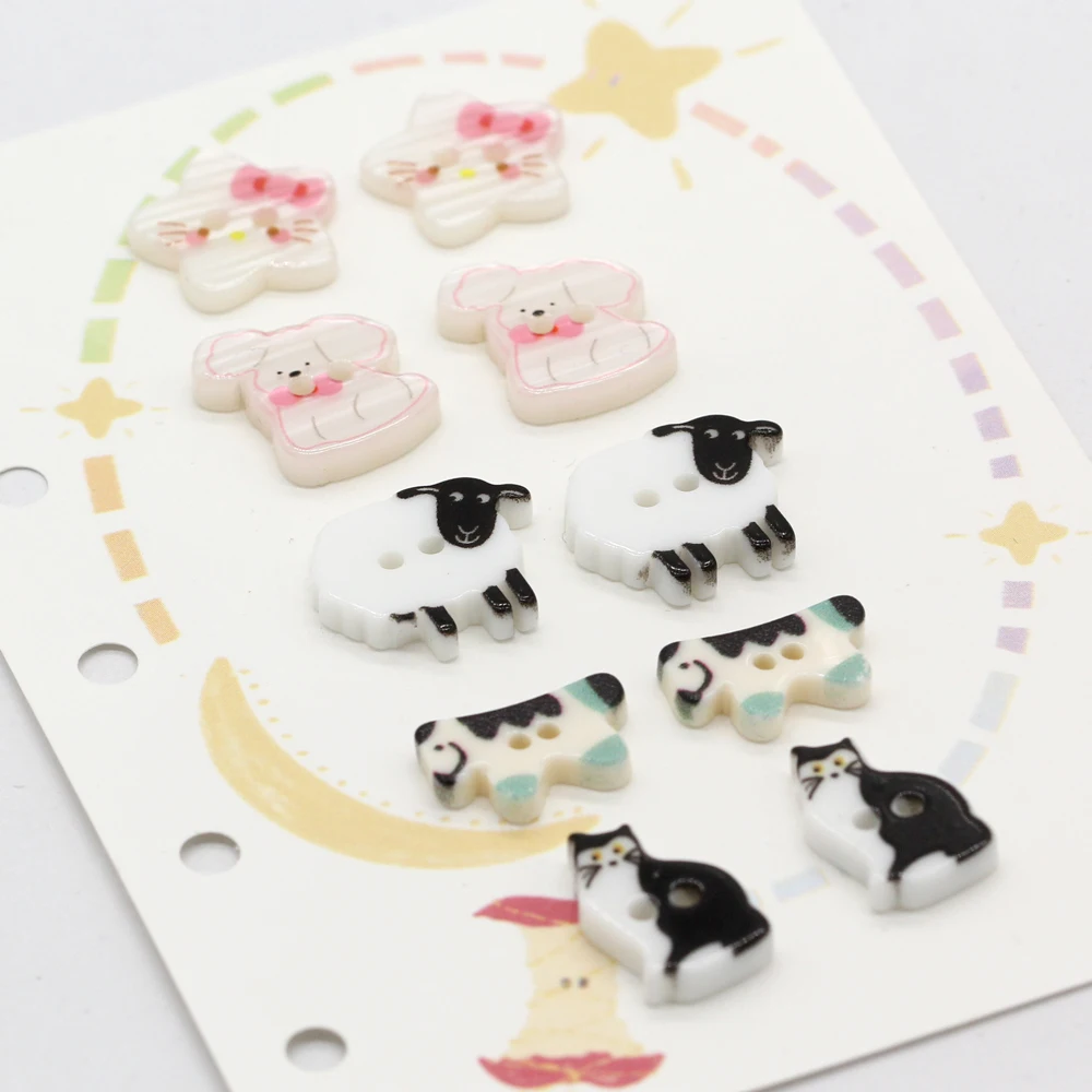 DOTOLLE 10Pcs Cartoon INS Small Animal Resin Buttons for Clothing Kids Shirt Blouse Sewing Accessories Handmade Decorations