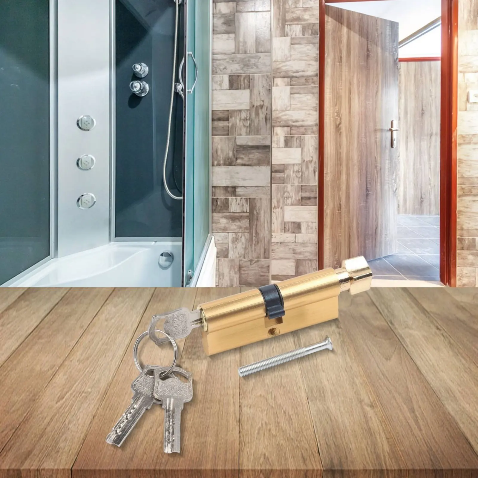 

Brass Lock Cylinder Long-Lasting 70 Mm Lock Cylinder Home Security Hardware Easy to Install Heavy Duty for Bedroom