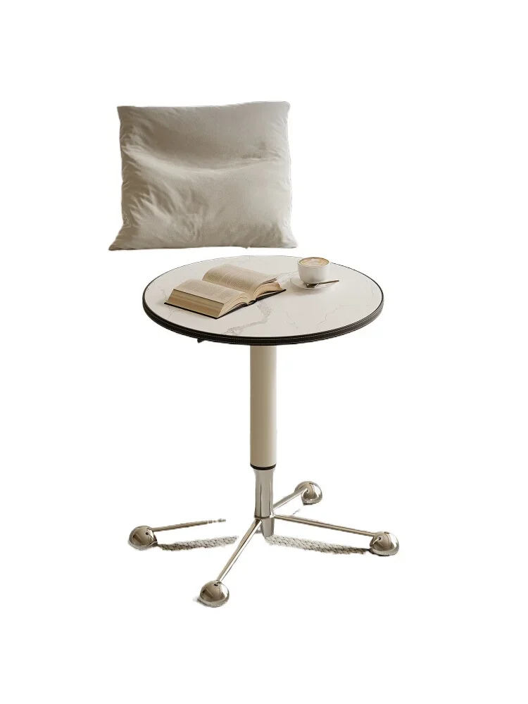 

French movable rock slab edge few high-end living room creative multi-functional lifting small round table