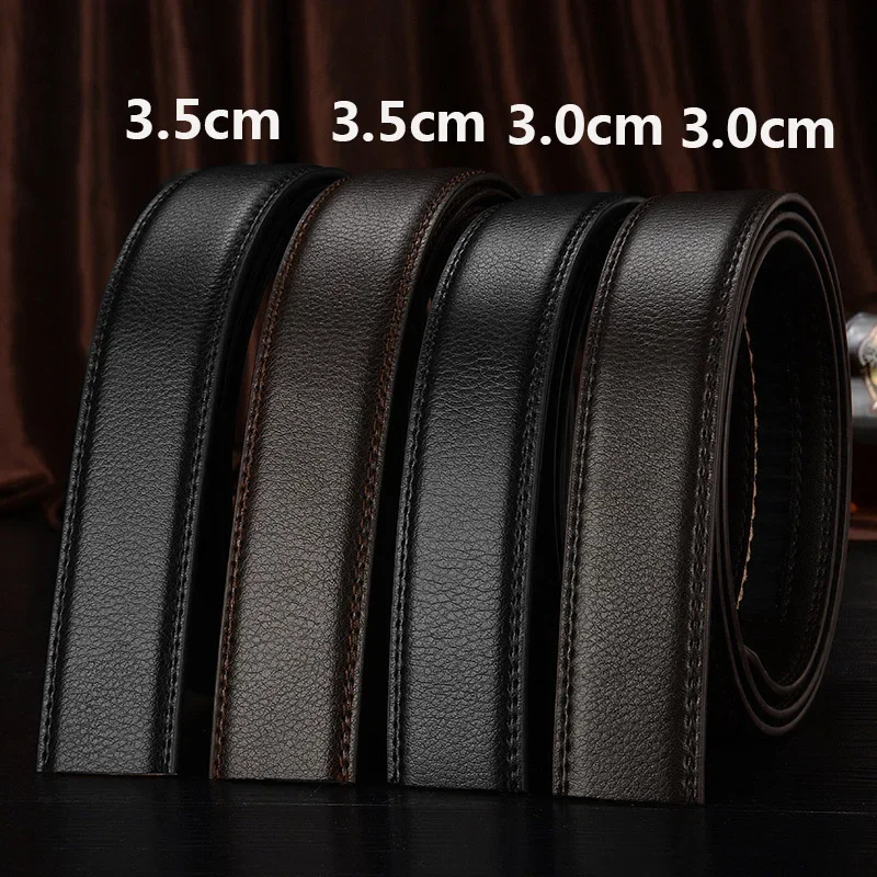 

3.0cm 3.5cm Wide No Buckle Cow Leather Automatic Belt Body Strap Without Buckle Belts Men Good Quality Male Belts