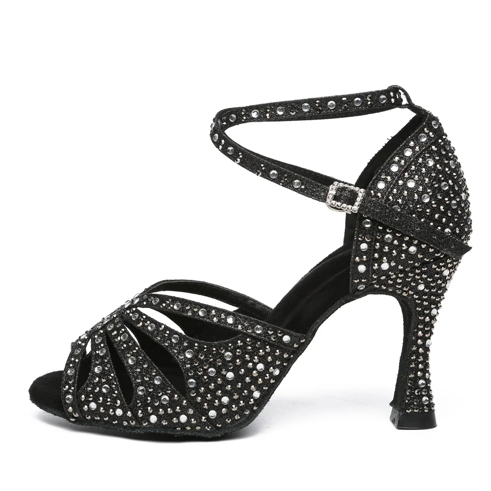 Juerting New Latin Dance Shoes Salsa Dance Shoes Women Indoor Dance Soft Bottom Peep Toe Dance Boots Women High Heels