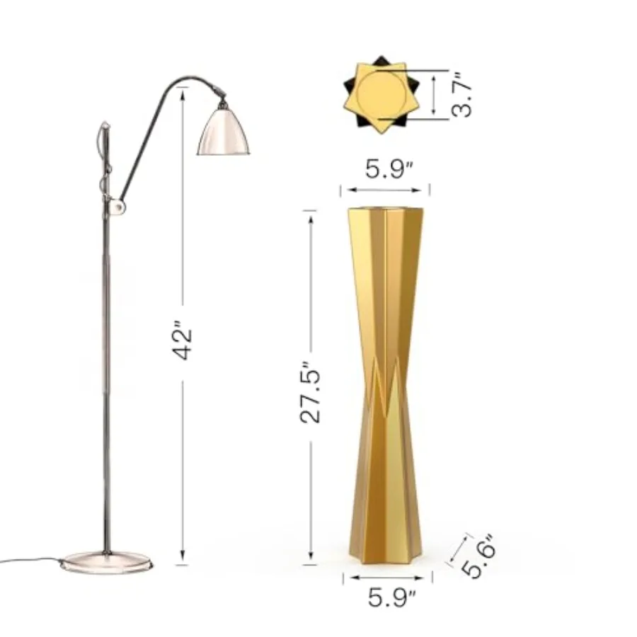 Star Tapered Gold Floor Vase 27.5 Tall for Living Room Entryway Fireplace Decor Resin Gold Modern Luxury Centerpiece for Pampas