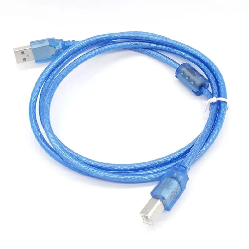 USB 2.0 Printer Cable Type A Male to Type B Male Dual Shielding High Speed Transparent Blue by 0.3m,1.5m,3m 5m(about)