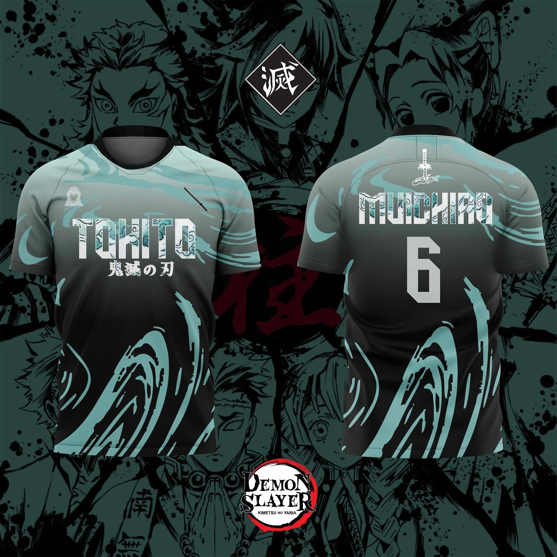 2026 Bandai Demon Slayer Anime MUICHIRO NO.6 3D Print Football Jersey for Men's Tshirt Summer Sports Casual Tees Kids/Adult Y2K