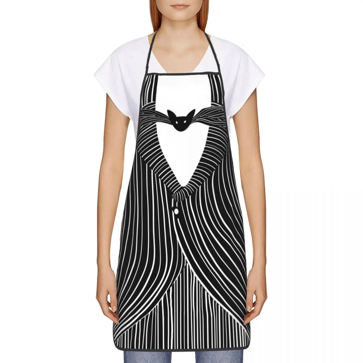 Custom Nightmare Before Christmas Jack Skullington Apron Bib Halloween Movie Cooking Kitchen Tablier Cuisine Chef Gardening