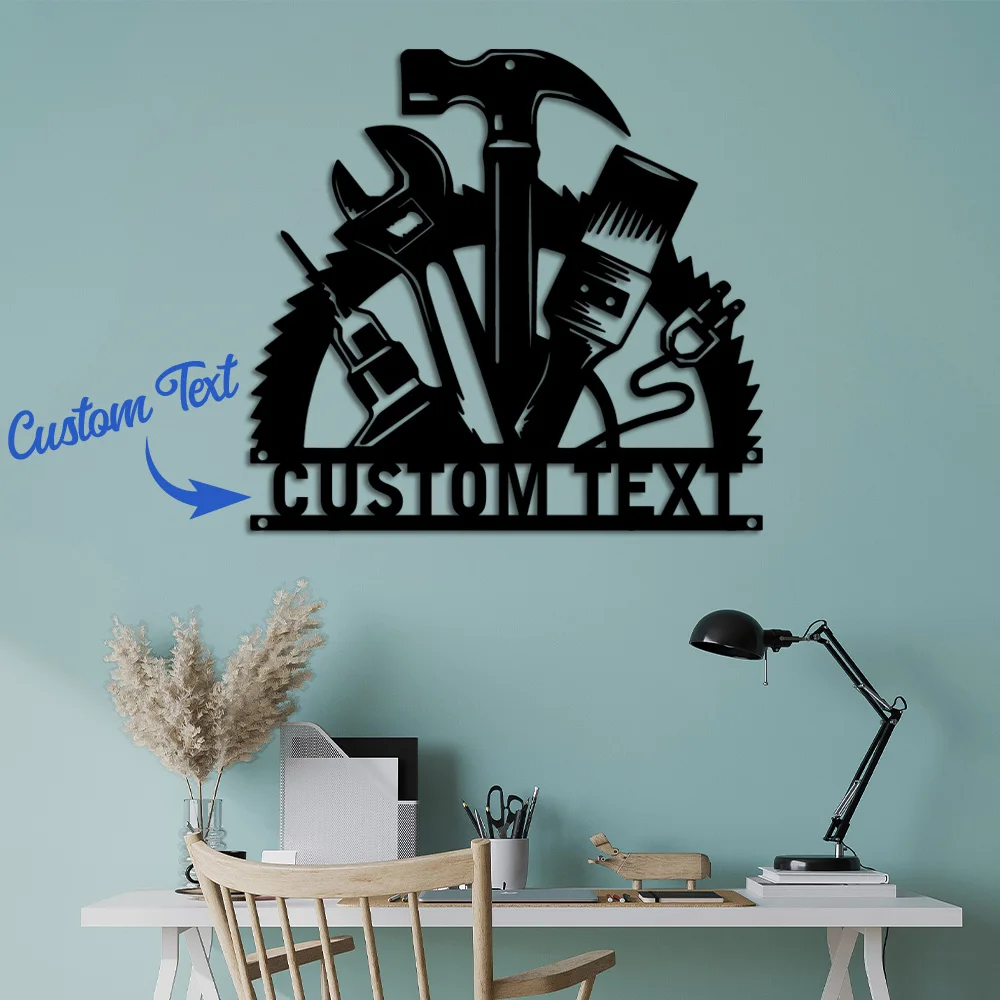 1pc Cartoon Customized Mechanical Tools Wall Metal Art Deco Thanksgiving Minimalist Silhouette Modern Simple Line Art Decor