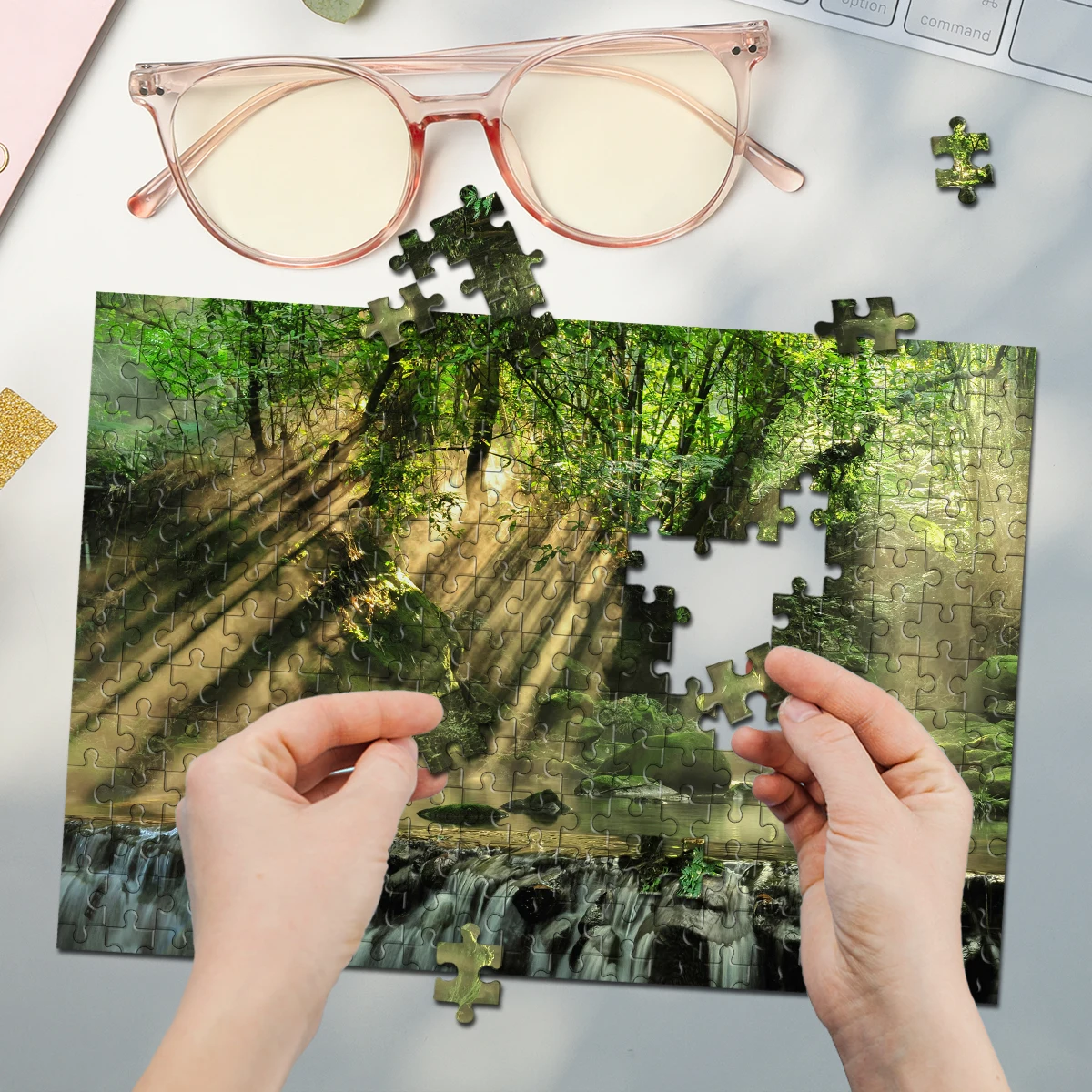 35/300/500/1000pcs Personalized Custom Photo Puzzle scenery photo Diy Toy for Kids Anniversary Festival Best Gift