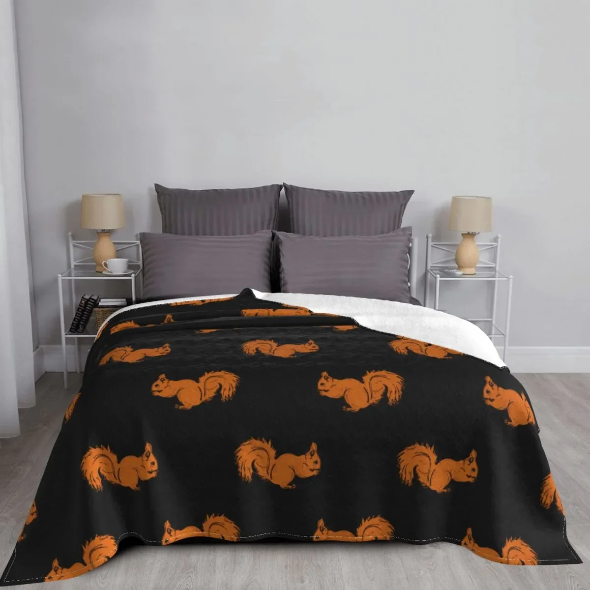 Squirrel Joyful Funny Blanket Flannel All Season Animal Breathable Warm Throw Blanket for Home Car Quilt