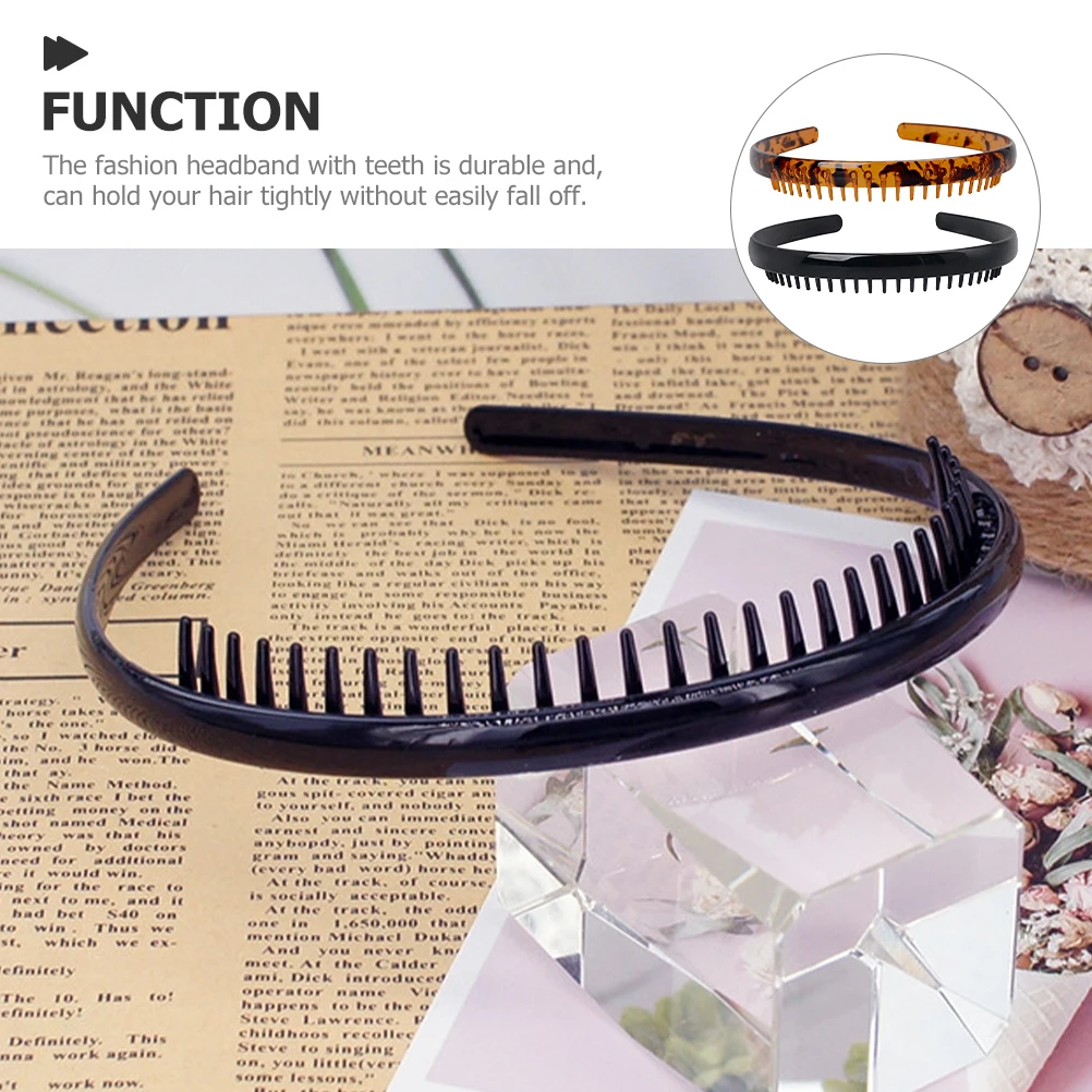 

2 Pcs Headband Bands Non-slip Headbands Wave for Women's Hair Cute Resin Hairband Miss Styling Accessories Comfortable