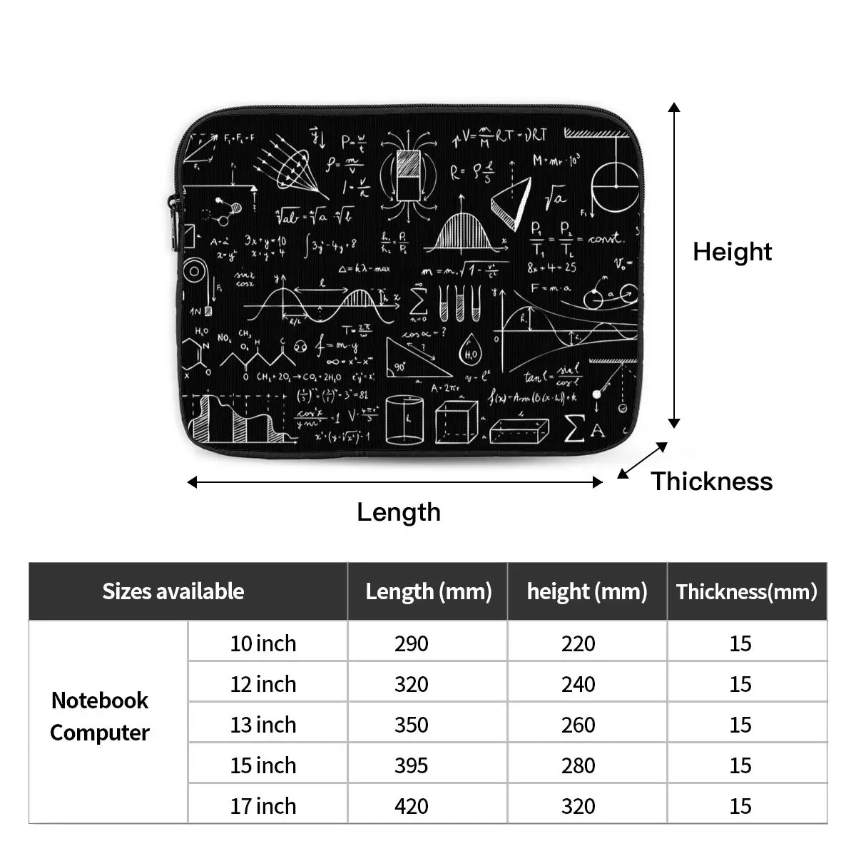 Shockproof Case 10 12 13 15 17 Inch Science Physics Pattern Laptop Liner Sleeve Chemistry Chemical Notebook Bag Case