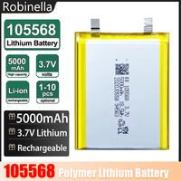 105568 Battery 5000mah 3.7V Lithium Polymer for Power Bank Hand Warmer LED Light Smart Robot Rechargeable Li-polymer Batteries