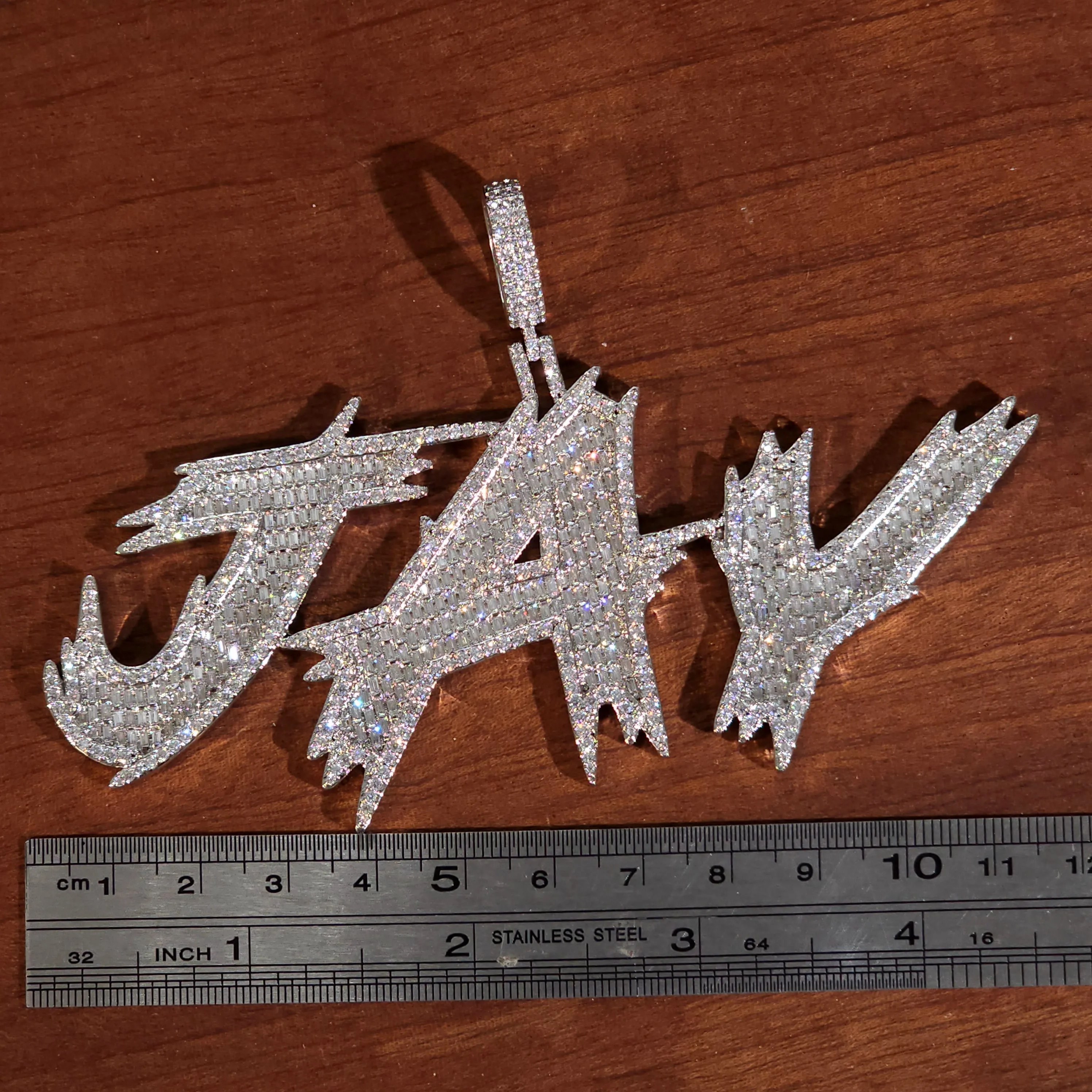 Custom Spiked Cursive letters Pendant With Tennis Chain Personalized Iced Out Baguettecz Name Necklace HipHop Jewelry For Men