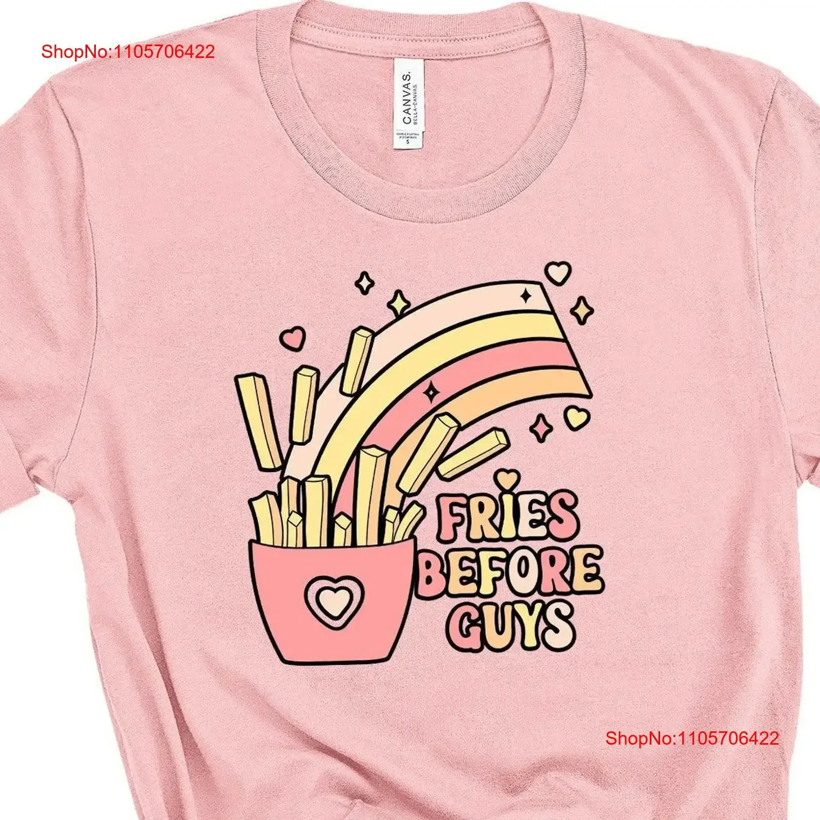Fries Before Guys T Shirt Cute Valentines Day or Any Funny Dating for Women Shirtn Girl Mommy and Me Toddler Baby vintage