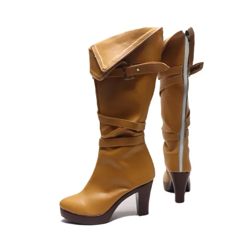 DY20 سيريلا فيونا إلين ريانون تأثيري سيري أحذية عالية الكعب المرأة البني الأحذية اكسسوارات هالوين حفلة لعب الأدوار Shoes25